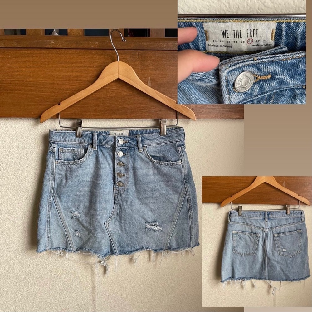 FREE PEOPLE distressed denim skirt